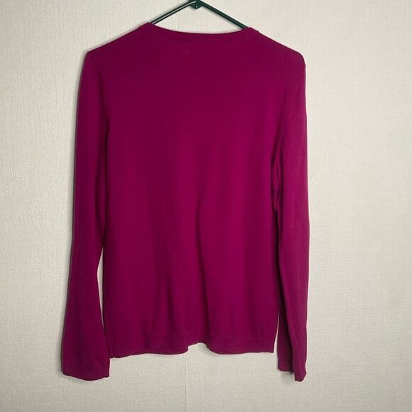 Talbots Cardigan Button Sweater Magenta Purple Raspberry‎ Cashmere Touch size M - Picture 8 of 10